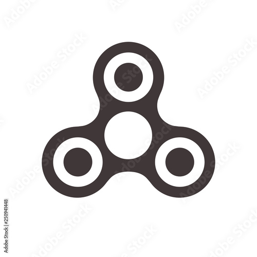 Fidget spinner icon - toy for stress relief improvement of attention span. Filled with gray color. Isolated vector illustration.