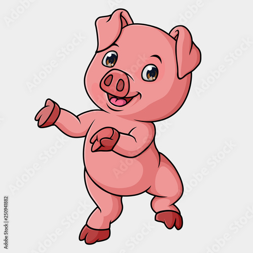 Vector illustration of cute pig cartoon isolated on white background