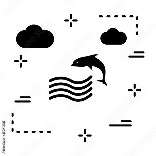 Vector Swimming Dolphin Icon