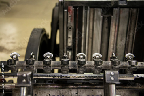 old antique printing press machine 