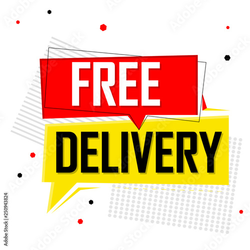 Free Delivery, speech bubble, banner design template, sale tag, vector illustration