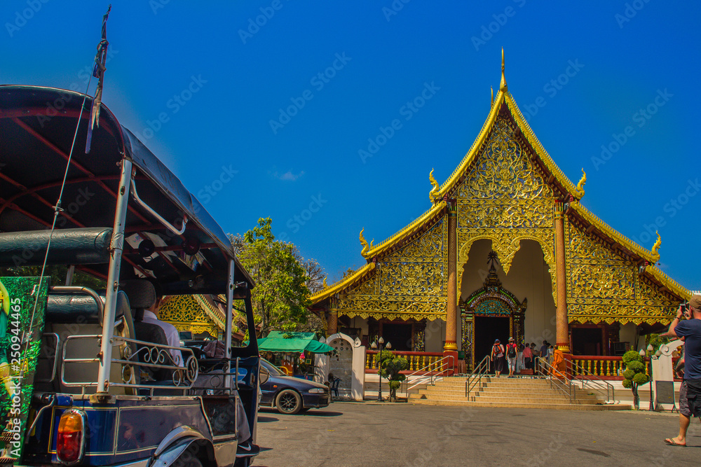 Beautiful Golden Buddhist Church In Lanna style Ordination Hall