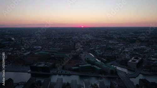 Aerial Denmark Copenhagen June 2018 Sunset 30mm 4K Inspire 2 Prores  Aerial video of downtown Copenhagen in Denmark at sunset. photo