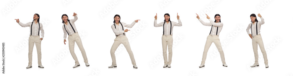 Man in funny concept isolated on white Man in funny concept isolated on white