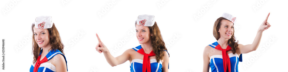 Young woman sailor in marine concept Young woman sailor in marine concept