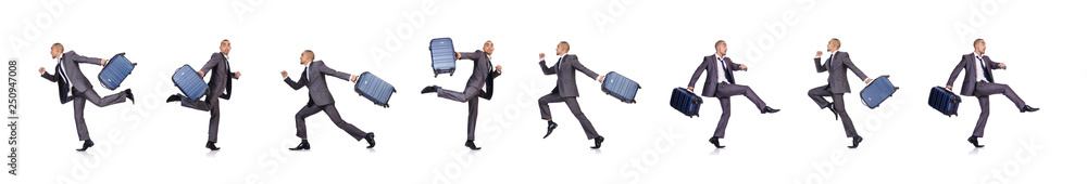 Businessman with luggage on white Businessman with luggage on white
