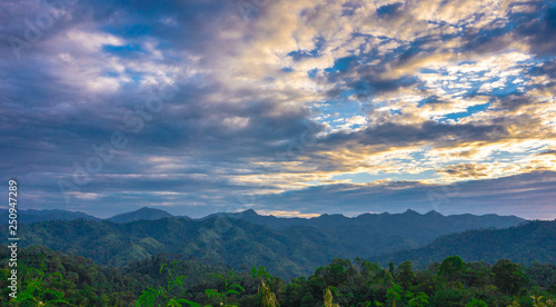 Sunrise scenery on the mountain at Khao Chang Phueak Karnchanaburi