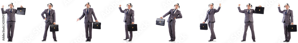 Funny clown businessman with briefcase Funny clown businessman with briefcase