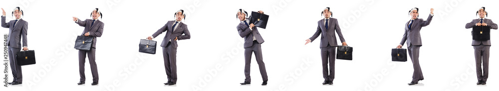 Funny clown businessman with briefcase Funny clown businessman with briefcase