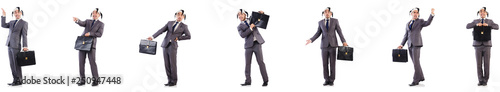 Funny clown businessman with briefcase 