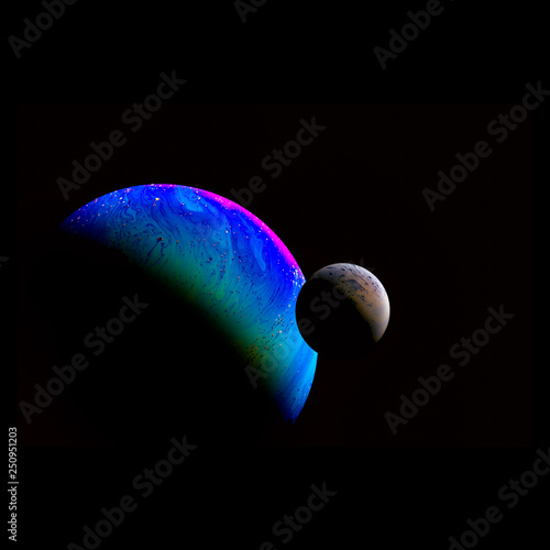 Soap bubble looks like planets