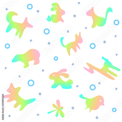 Colorful animals. Seamless pattern. Vector illustration
