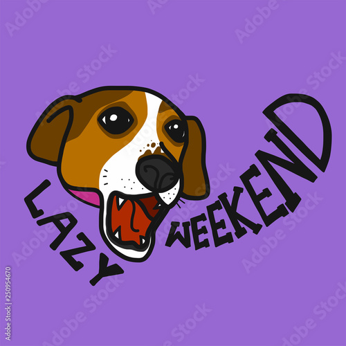 Jack Russell dog lazy weekend cartoon vector illustration