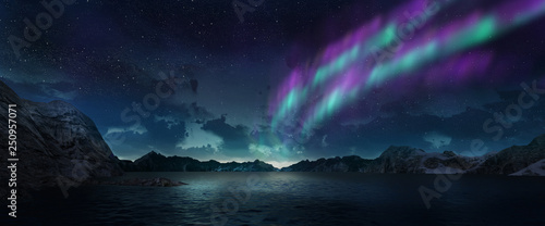 Colorful Northern Lights over starry night sky