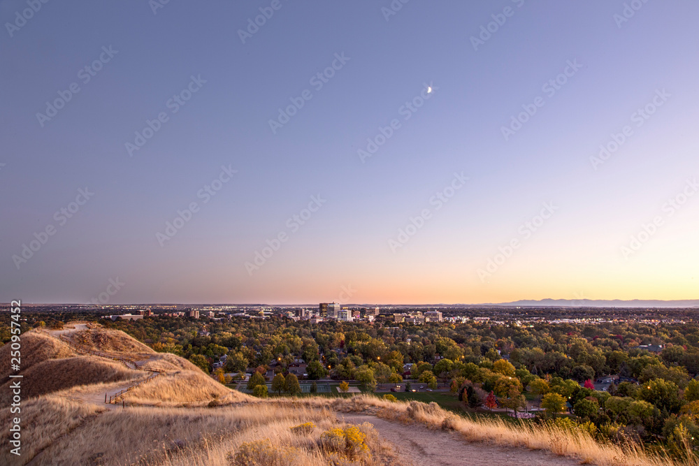 Winding foothills trail and city overlook in Boise, Idaho Winding foothills trail and city overlook in Boise, Idaho