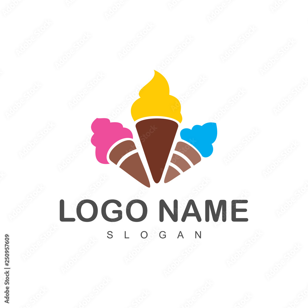 Obraz premium three ice cream logo template