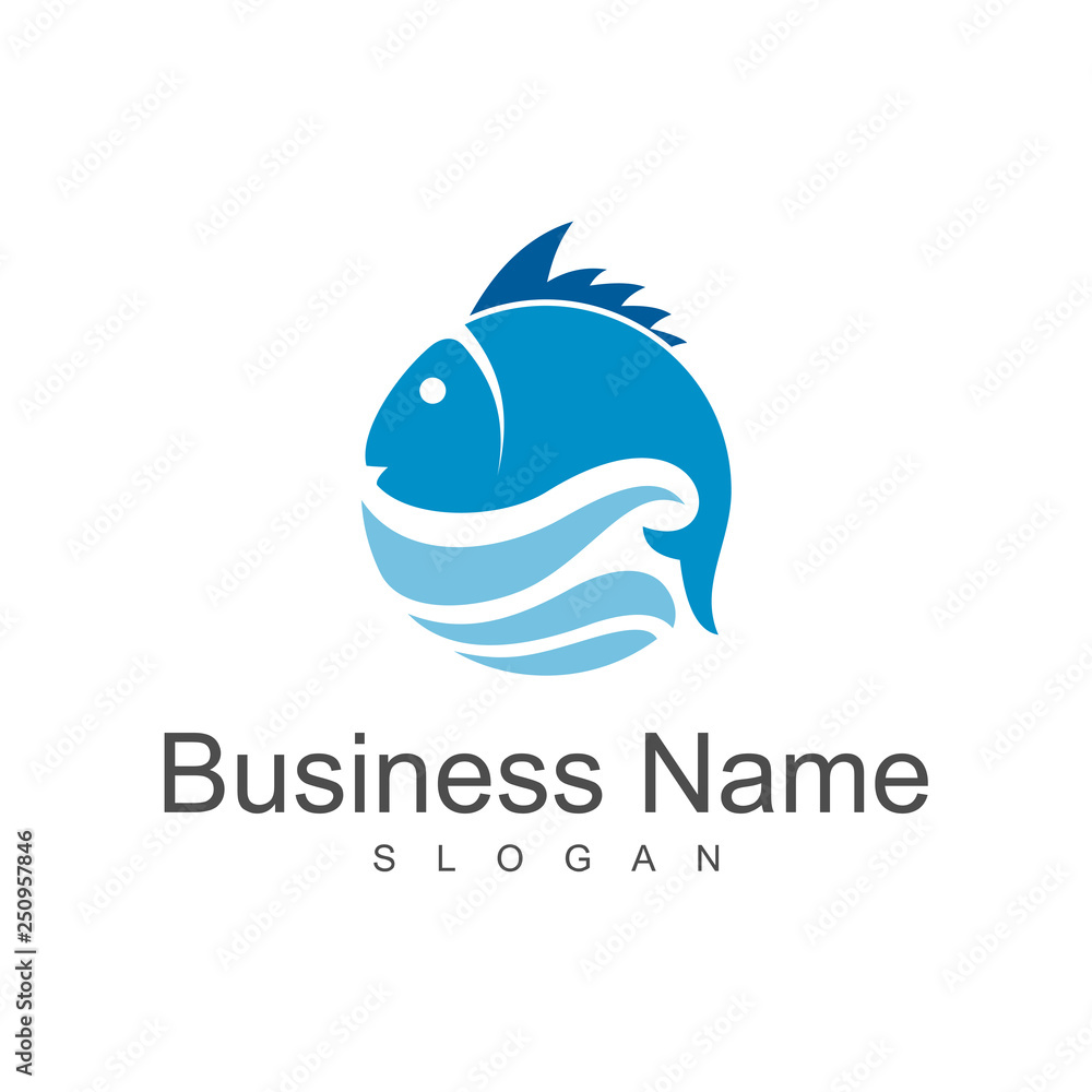 fish wave logo template fish wave logo template