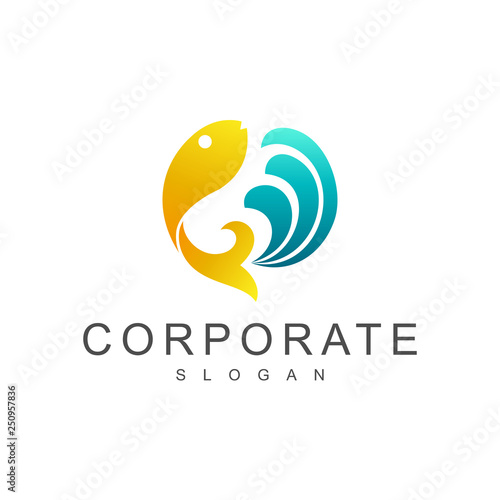 gold fish logo design template