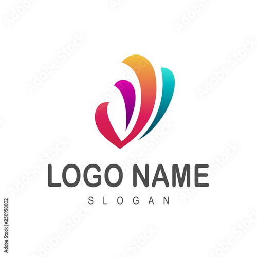 colorful letter v logo template