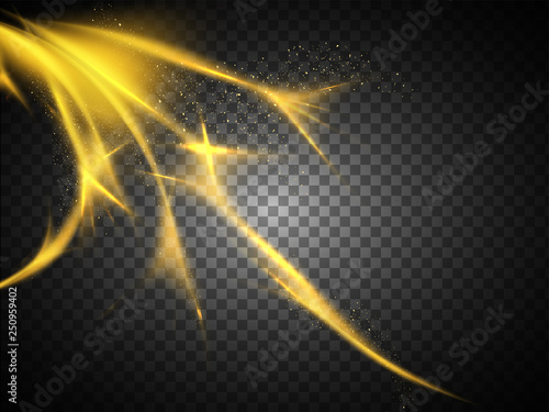 Futuristic, science and technology concept, shiny light rays illustration on black transparent background.