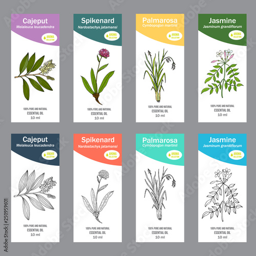 Set of essential oil labels