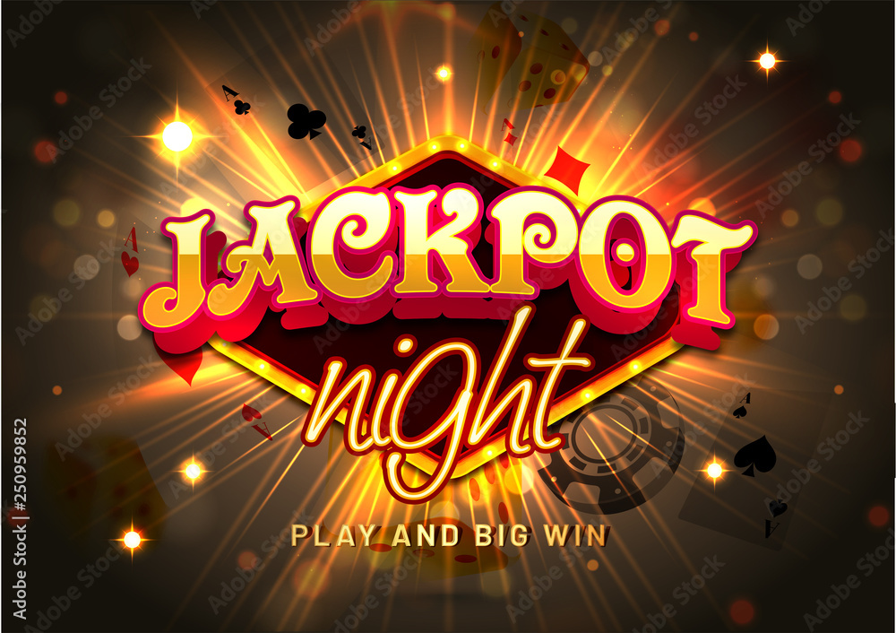 3d text Jackpot Night on shiny bokeh background, poster or banner design.