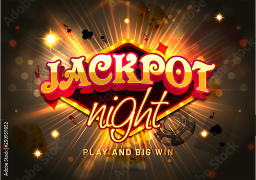 3d text Jackpot Night on shiny bokeh background, poster or banner design.