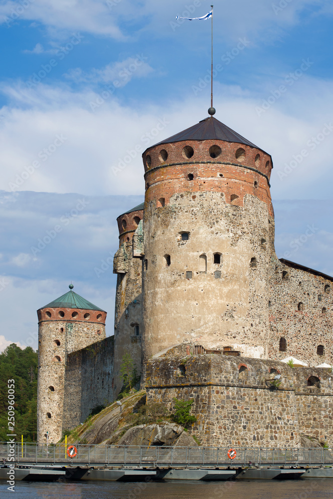 Kijlin tower close-up on a sunny July day. Fortress of the city of Savonlinna, Finland