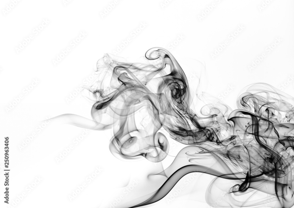 Naklejka Black smoke abstract on white background, fire design