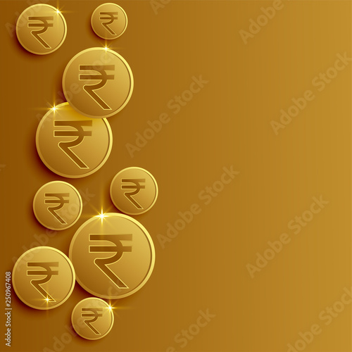 indian rupee coins background with text space