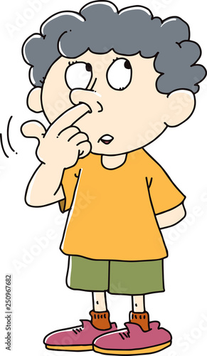 Kid picking his nose - Vector