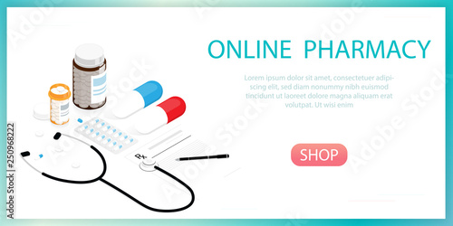 isometric medicine pills bottle,online pharmacy vector