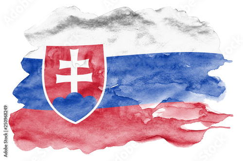 Wallpaper Mural Slovakia flag  is depicted in liquid watercolor style isolated on white backgrou