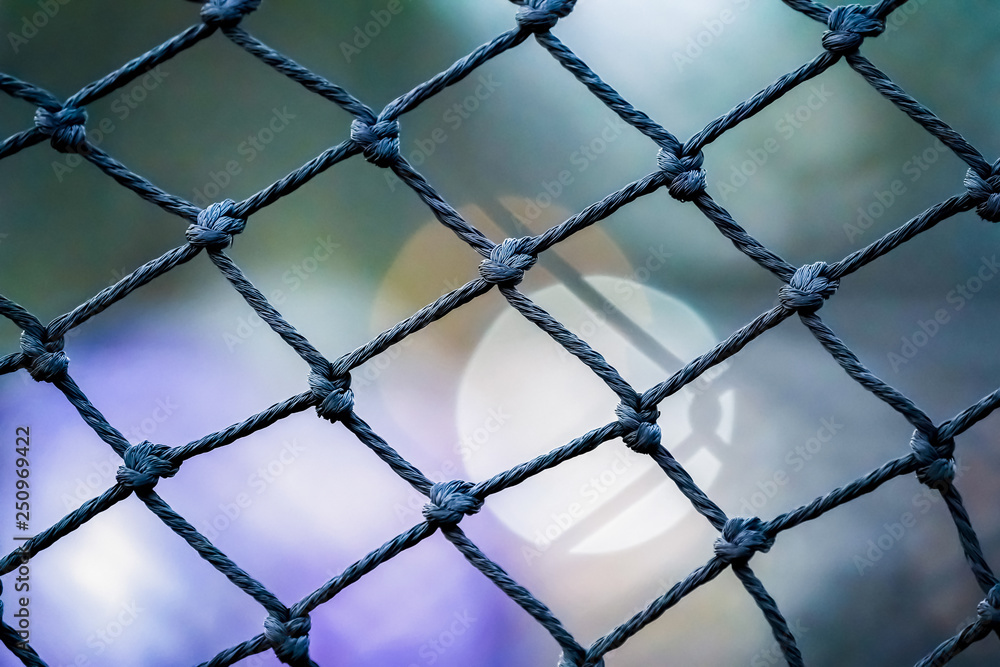 Fototapeta premium football goal net with blur background