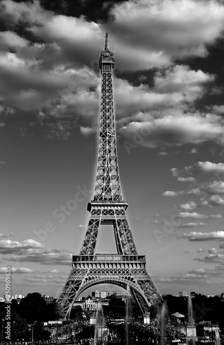 Fototapeta Naklejka Na Ścianę i Meble -  Eiffel Tower symbol of Paris in France in black and white