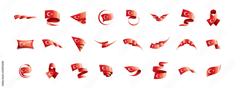 Turkey flag, vector illustration on a white background Turkey flag, vector illustration on a white background