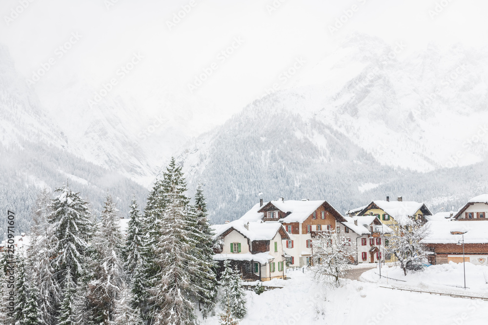 Snow magic. Walk in the ancient village of Sappada. Friuli Snow magic. Walk in the ancient village of Sappada. Friuli