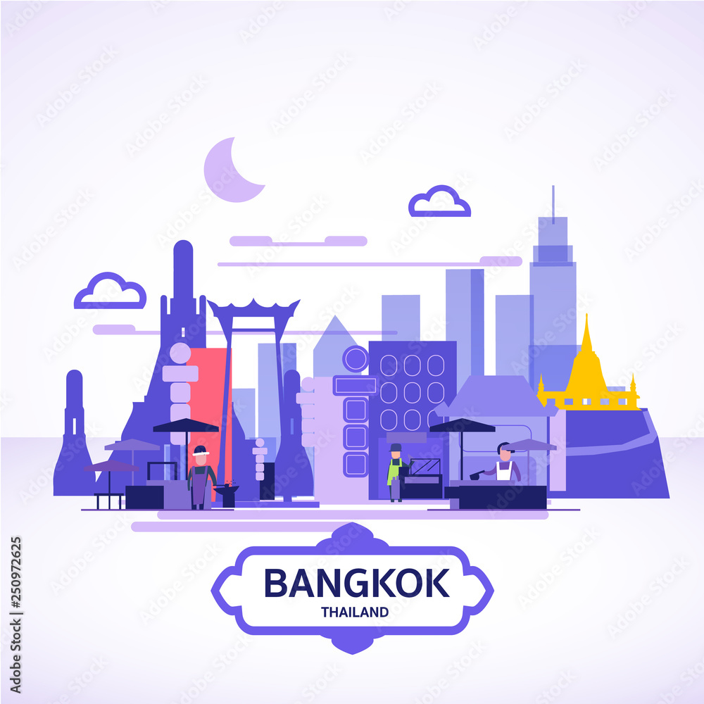 Obraz premium Bangkok landscape in graphic - vector illustration