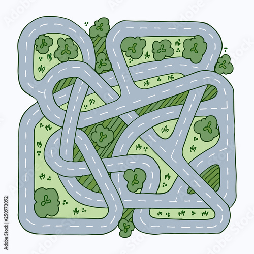 Hard way. Hand drown flat illustration.