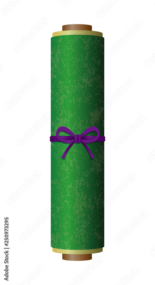 Fototapeta premium Japanese scroll paper illustration (green)