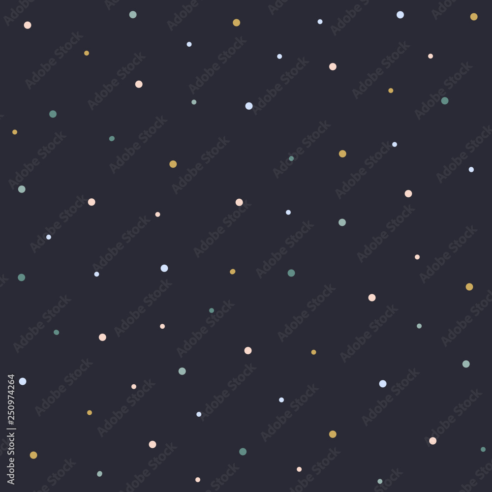 Polka dot seamless pattern on the dark blue background.