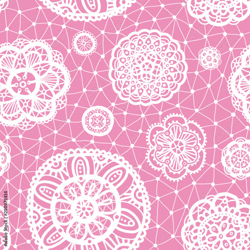 Seamless lace pattern with flowers and circles Seamless lace pattern with flowers and circles