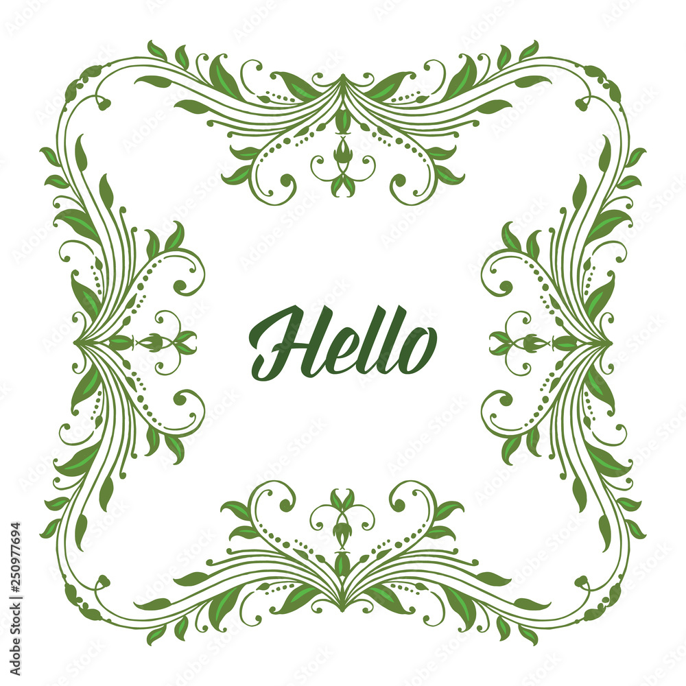 Vector illustration the beauty of flower frames and green leaves for write hello hand drawn Vector illustration the beauty of flower frames and green leaves for write hello hand drawn