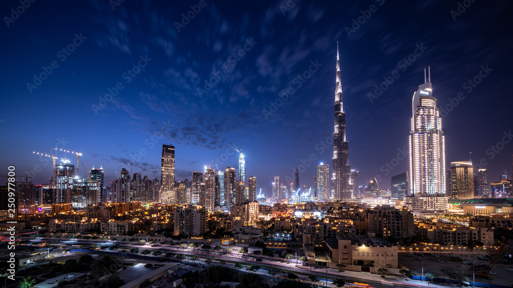 Dubai cityscape at Magic Hour - HDR image