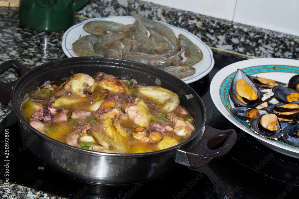 Tasty seafood dish – Paella a la marinera Tasty seafood dish – Paella a la marinera