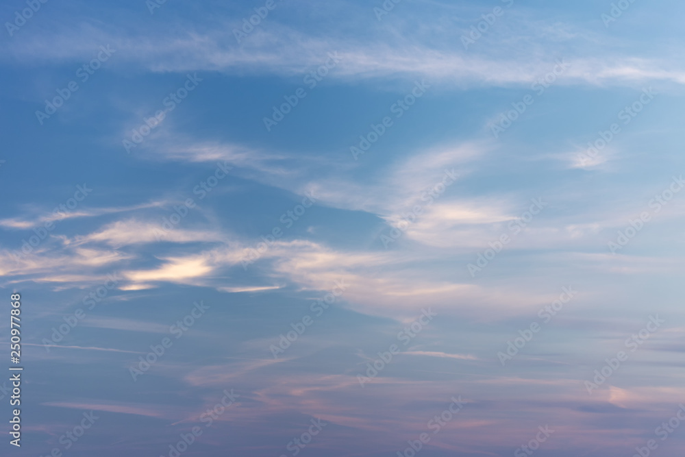 Background of sky with clouds of the golden hour.