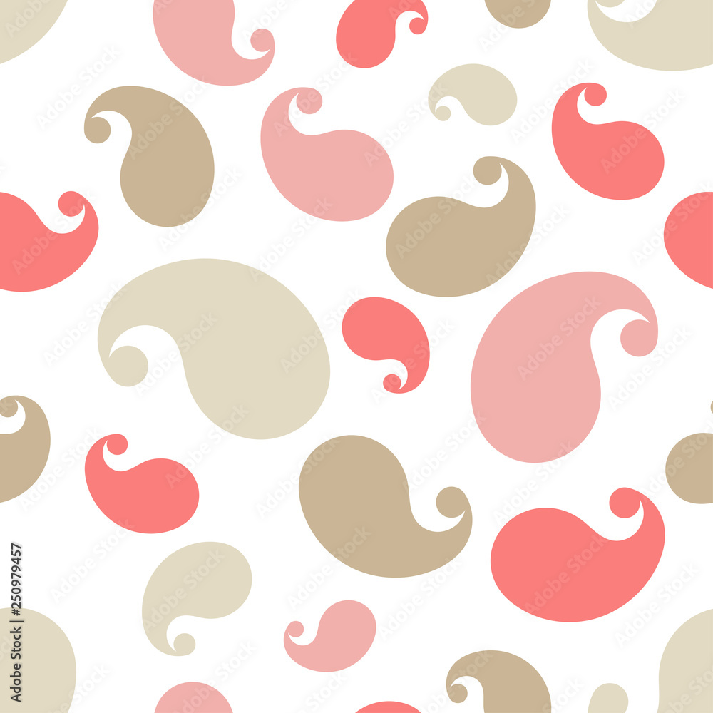 Paisley ornament. Buta. Ethnic boho seamless pattern. Folk motif. Can be used for wallpaper, textile, invitation card, wrapping, web page background.