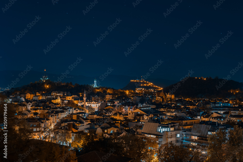Plovdiv city at night, Bulgaria