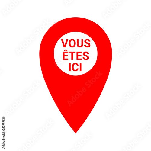 Red map pointer with text you are here in French language Free Download Red map pointer with text you are here in French language - GFXLoad