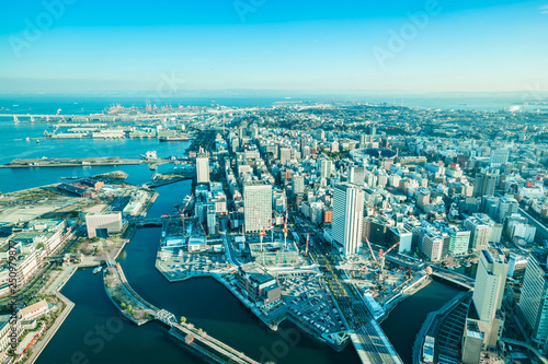 city skyline aerial view in Yokohama  Japan